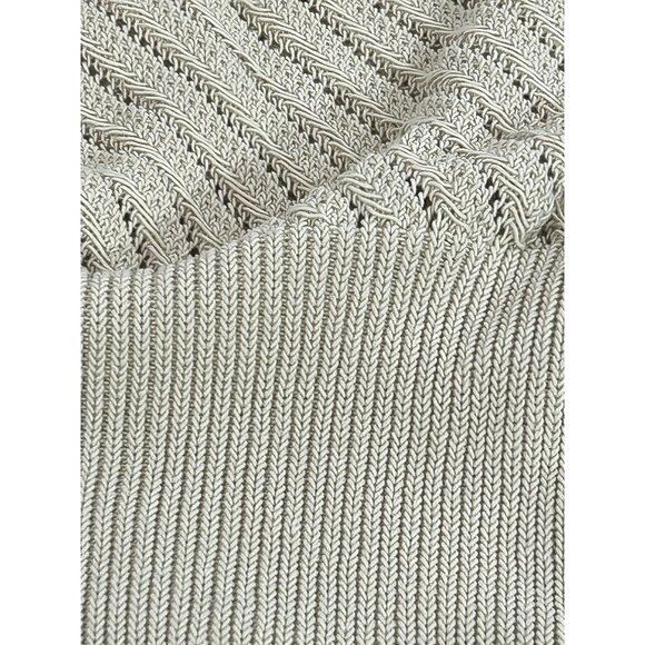 Zara Beaded Necklace Knit Top M Beige Cap Sleeve Boat Neck Stretchy Dressy Party - Picture 13 of 16